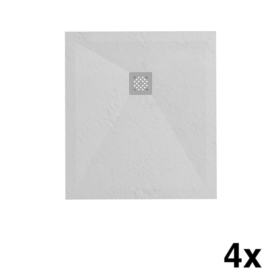 4 Duschplatten mit Mittelauslauf Verosan+ 100 x 90 cm weiß